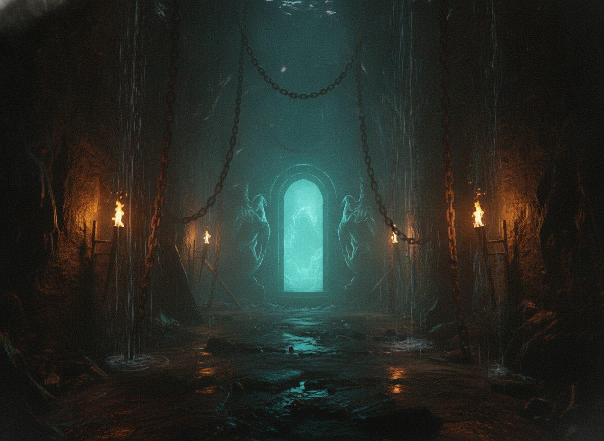 A torchlit dungeon vault